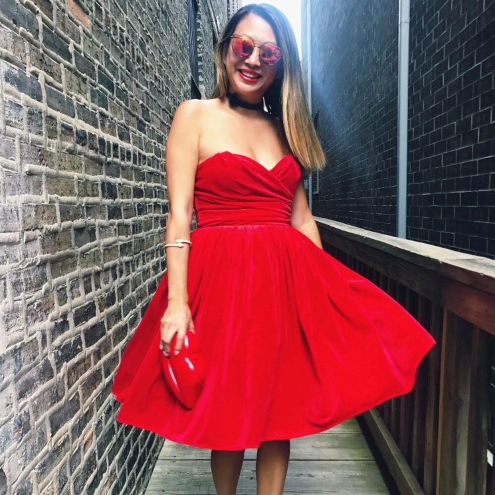 🎄 SALE!Beautiful red velvet sweetheart dress